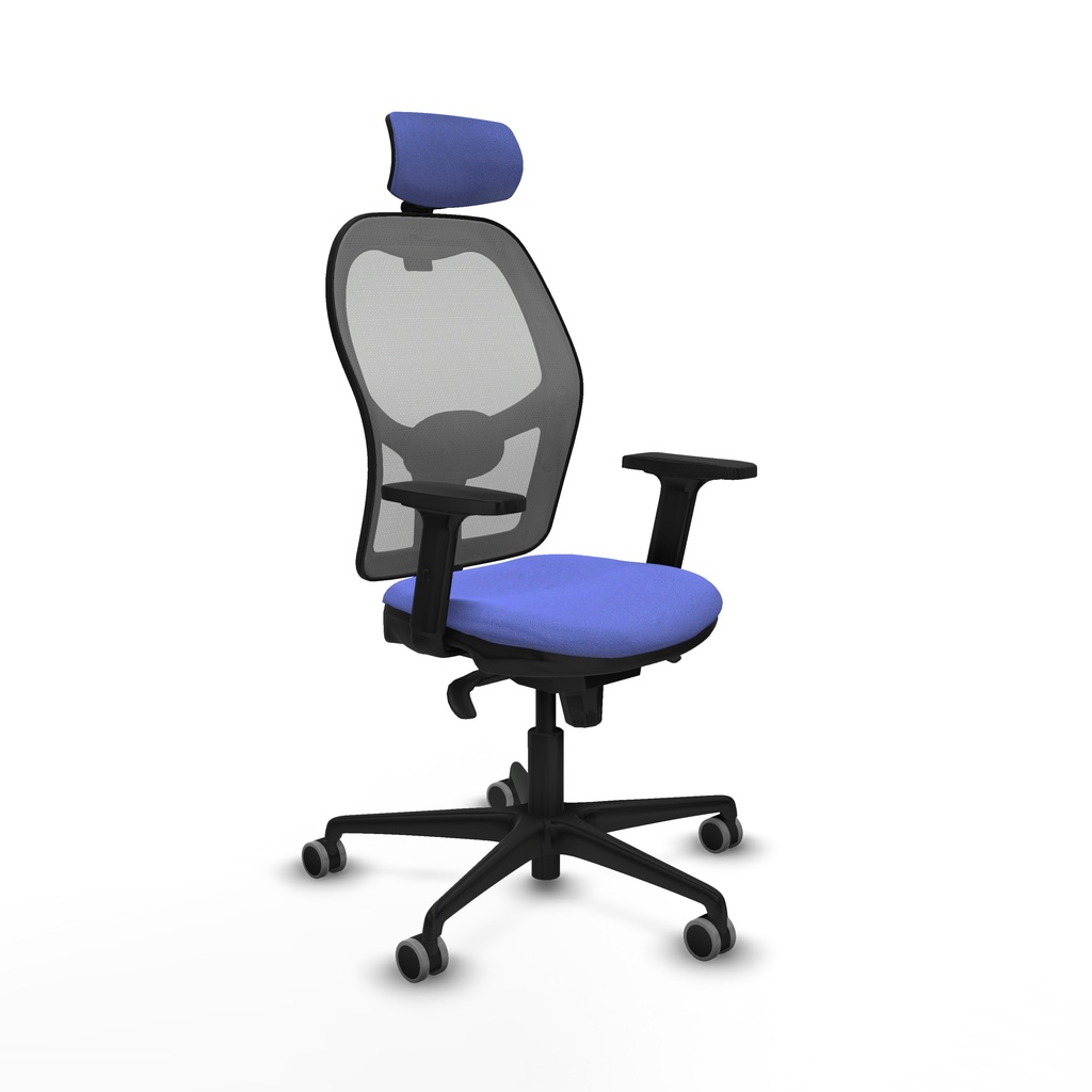 Jorquera sincro malla gris bali azul claro brazos 2D base nailon cabecero 2D ruedas 65mm engomada