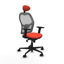 Jorquera sincro malla gris bali naranja oscuro brazos 2D base nailon cabecero fijo ruedas 65mm nailon