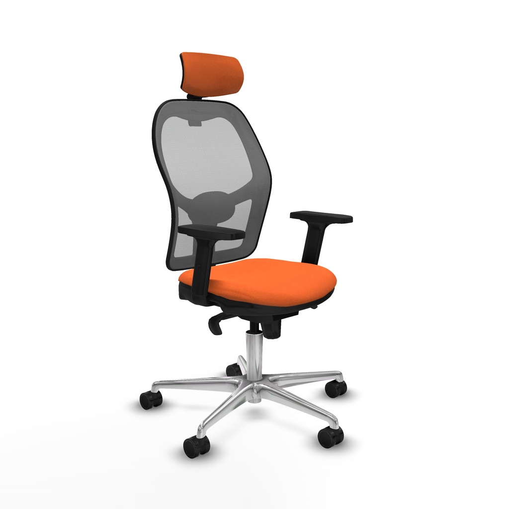 Jorquera sincro malla gris bali naranja brazos 2D base aluminio cabecero 2D ruedas 65mm nailon