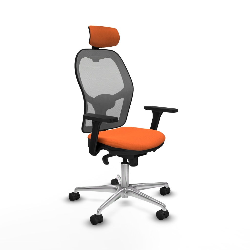 Jorquera sincro malla gris bali naranja brazos 3D base aluminio cabecero 2D ruedas 65mm nailon