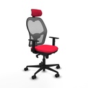 Jorquera sincro malla gris bali rojo brazos 1D base nailon cabecero 2D ruedas 65mm nailon