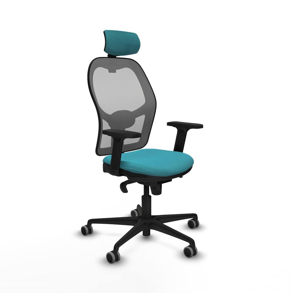 Jorquera sincro malla gris bali turquesa brazos 2D base nailon cabecero 2D ruedas 65mm engomada