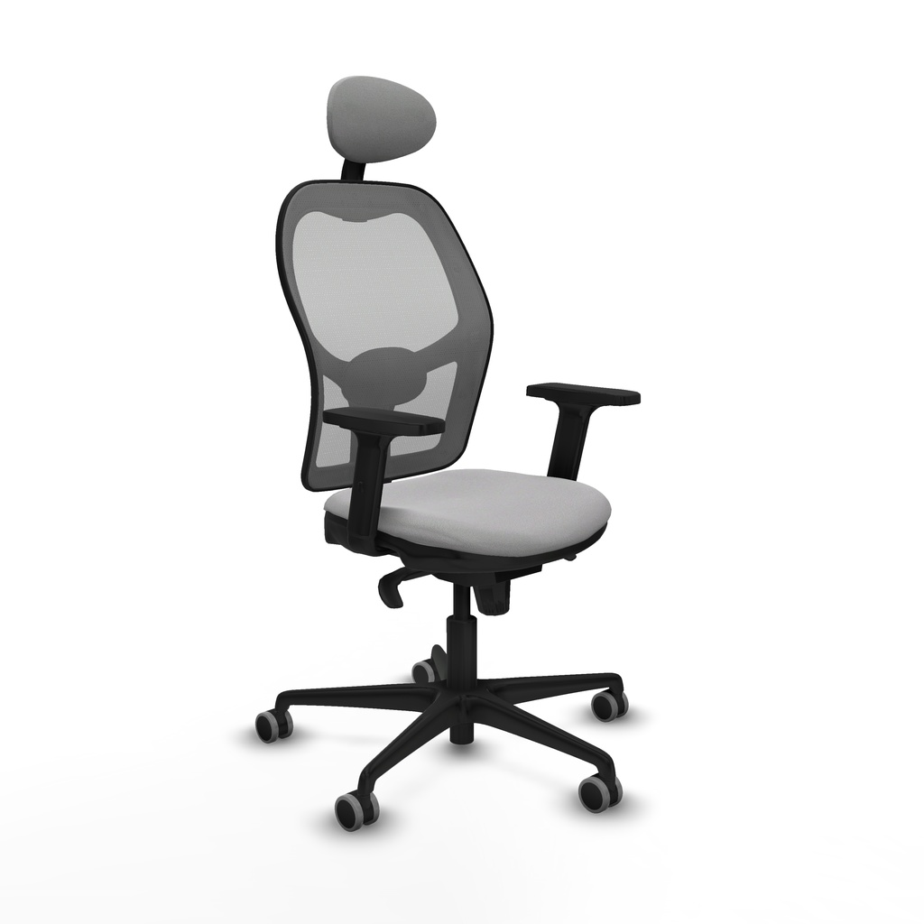 Jorquera sincro malla gris bali gris claro brazos 2D base nailon cabecero fijo ruedas 65mm engomada