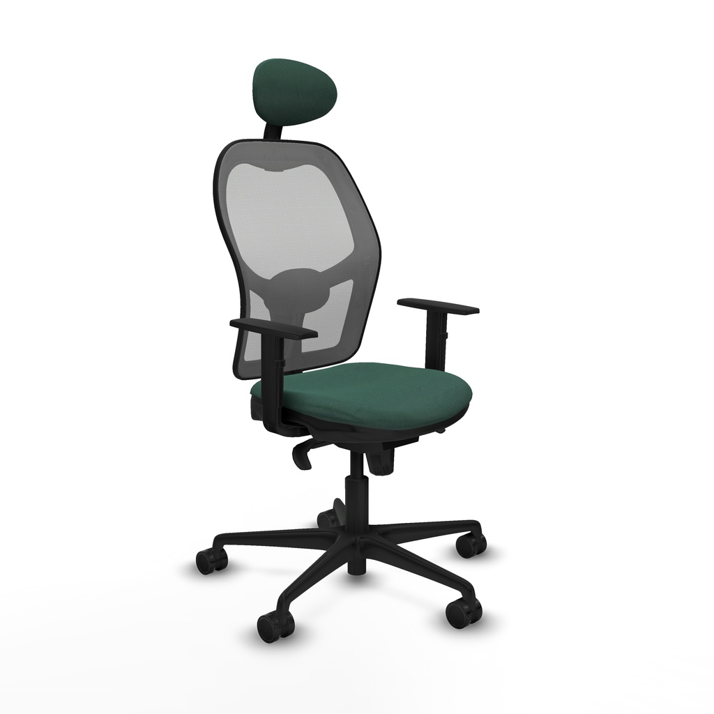 Jorquera sincro malla gris bali verde botella brazos 1D base nailon cabecero fijo ruedas 65mm nailon