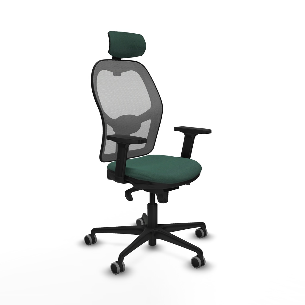 Jorquera sincro malla gris bali verde botella brazos 2D base nailon cabecero 2D ruedas 65mm engomada
