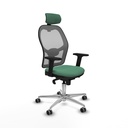 Jorquera sincro malla gris bali verde esmeralda brazos 2D base aluminio cabecero 2D ruedas 65mm engomada
