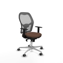 Jorquera sincro malla gris bali marrón oscuro brazos 1D base aluminio  ruedas 65mm engomada