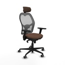 Jorquera sincro malla gris bali marrón oscuro brazos 3D base nailon cabecero 2D ruedas 65mm engomada
