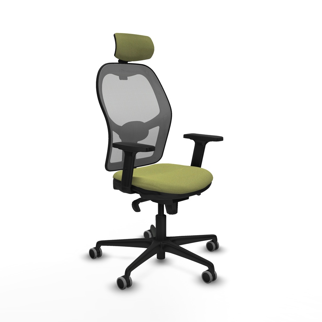 Jorquera sincro malla gris bali verde oliva brazos 2D base nailon cabecero 2D ruedas 65mm engomada