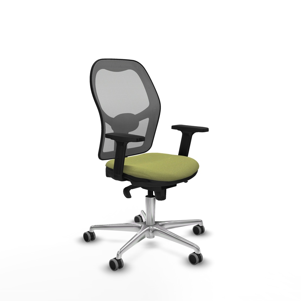 Jorquera sincro malla gris bali verde oliva brazos 2D base aluminio  ruedas 65mm engomada