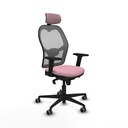 Jorquera sincro malla gris bali rosa brazos 2D base nailon cabecero 2D ruedas 65mm engomada
