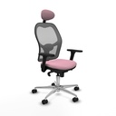 Jorquera sincro malla gris bali rosa brazos 3D base aluminio cabecero fijo ruedas 65mm nailon
