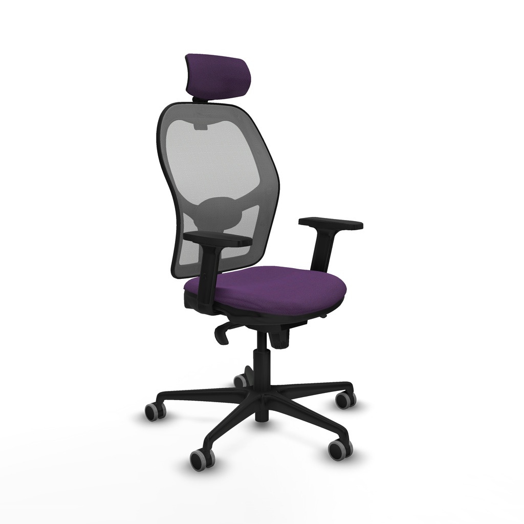 Jorquera sincro malla gris bali morado brazos 2D base nailon cabecero 2D ruedas 65mm engomada