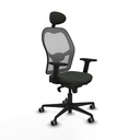 Jorquera sincro malla gris bali negro brazos 2D base nailon cabecero fijo ruedas 65mm engomada