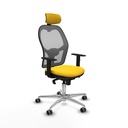 Jorquera sincro malla gris similpiel amarillo brazos 1D base aluminio cabecero 2D ruedas 65mm engomada