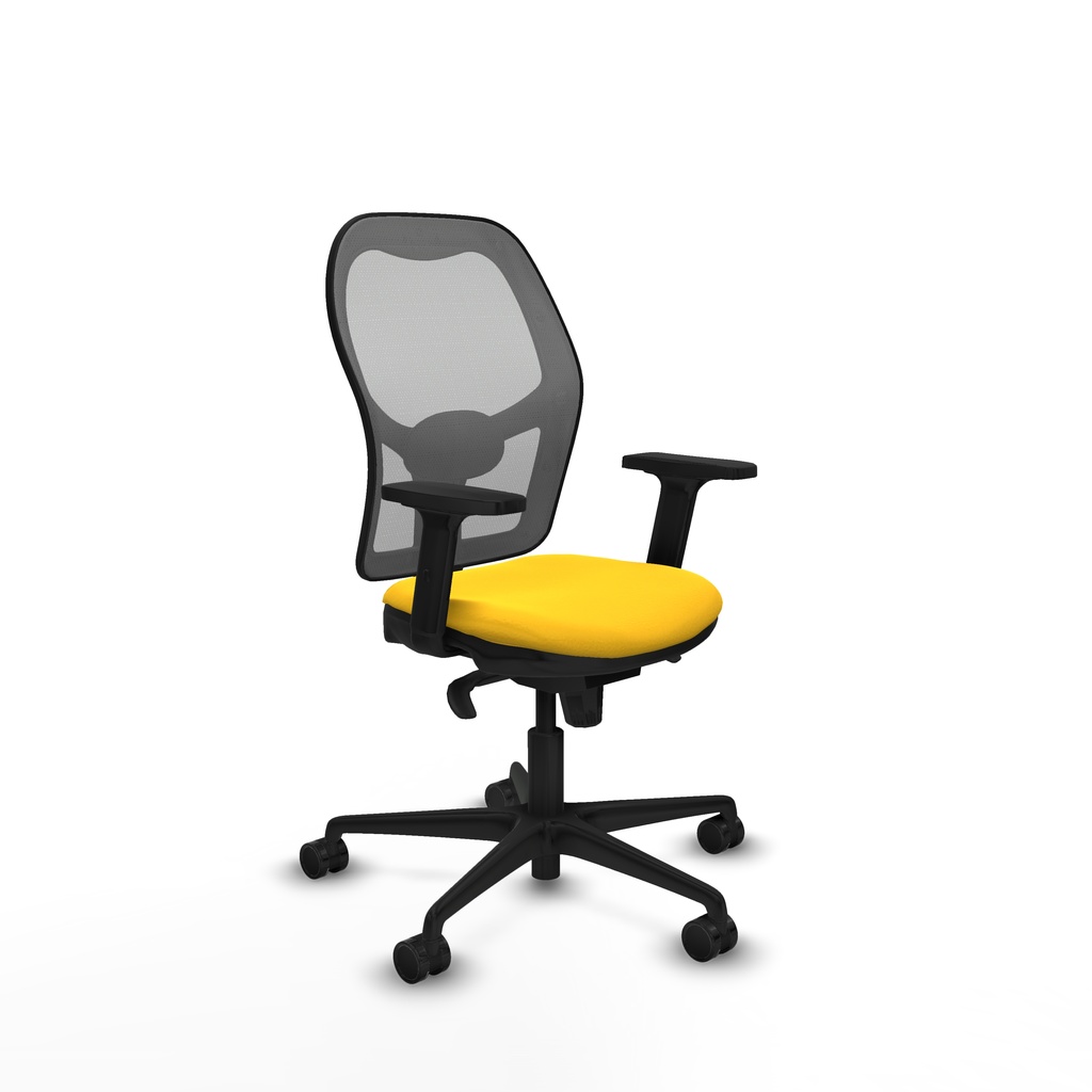 Jorquera sincro malla gris similpiel amarillo brazos 2D base nailon  ruedas 65mm nailon