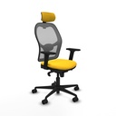Jorquera sincro malla gris similpiel amarillo brazos 2D base nailon cabecero 2D ruedas 65mm nailon