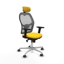 Jorquera sincro malla gris similpiel amarillo brazos 2D base aluminio cabecero 2D ruedas 65mm engomada