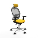 Jorquera sincro malla gris similpiel amarillo brazos 2D base aluminio cabecero 2D ruedas 65mm nailon