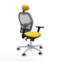 Jorquera sincro malla gris similpiel amarillo brazos 3D base aluminio cabecero fijo ruedas 65mm engomada