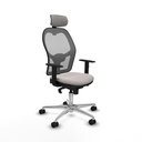 Jorquera sincro malla gris similpiel blanco brazos 1D base aluminio cabecero 2D ruedas 65mm nailon