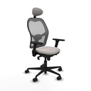 Jorquera sincro malla gris similpiel blanco brazos 3D base nailon cabecero fijo ruedas 65mm nailon