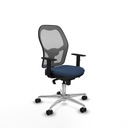 Jorquera sincro malla gris similpiel azul marino brazos 1D base aluminio  ruedas 65mm nailon