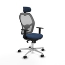 Jorquera sincro malla gris similpiel azul marino brazos 1D base aluminio cabecero 2D ruedas 65mm nailon