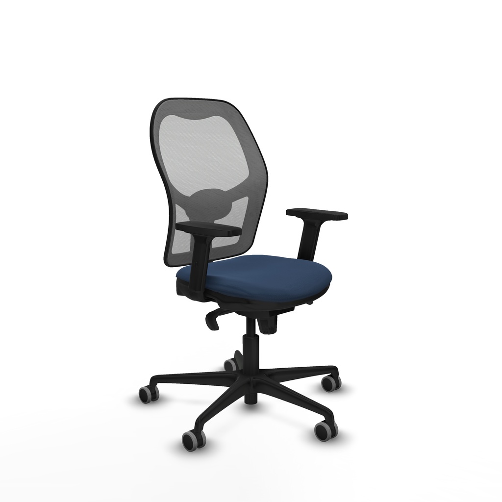 Jorquera sincro malla gris similpiel azul marino brazos 2D base nailon  ruedas 65mm engomada