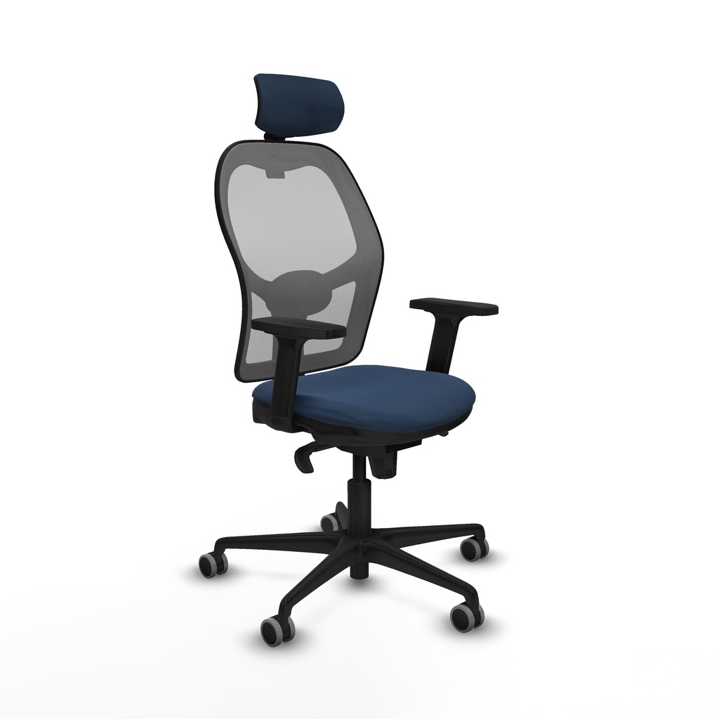 Jorquera sincro malla gris similpiel azul marino brazos 2D base nailon cabecero 2D ruedas 65mm engomada