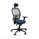 Jorquera sincro malla gris similpiel azul marino brazos 3D base nailon cabecero fijo ruedas 65mm engomada