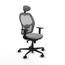 Jorquera sincro malla gris similpiel gris brazos 1D base nailon cabecero fijo ruedas 65mm nailon