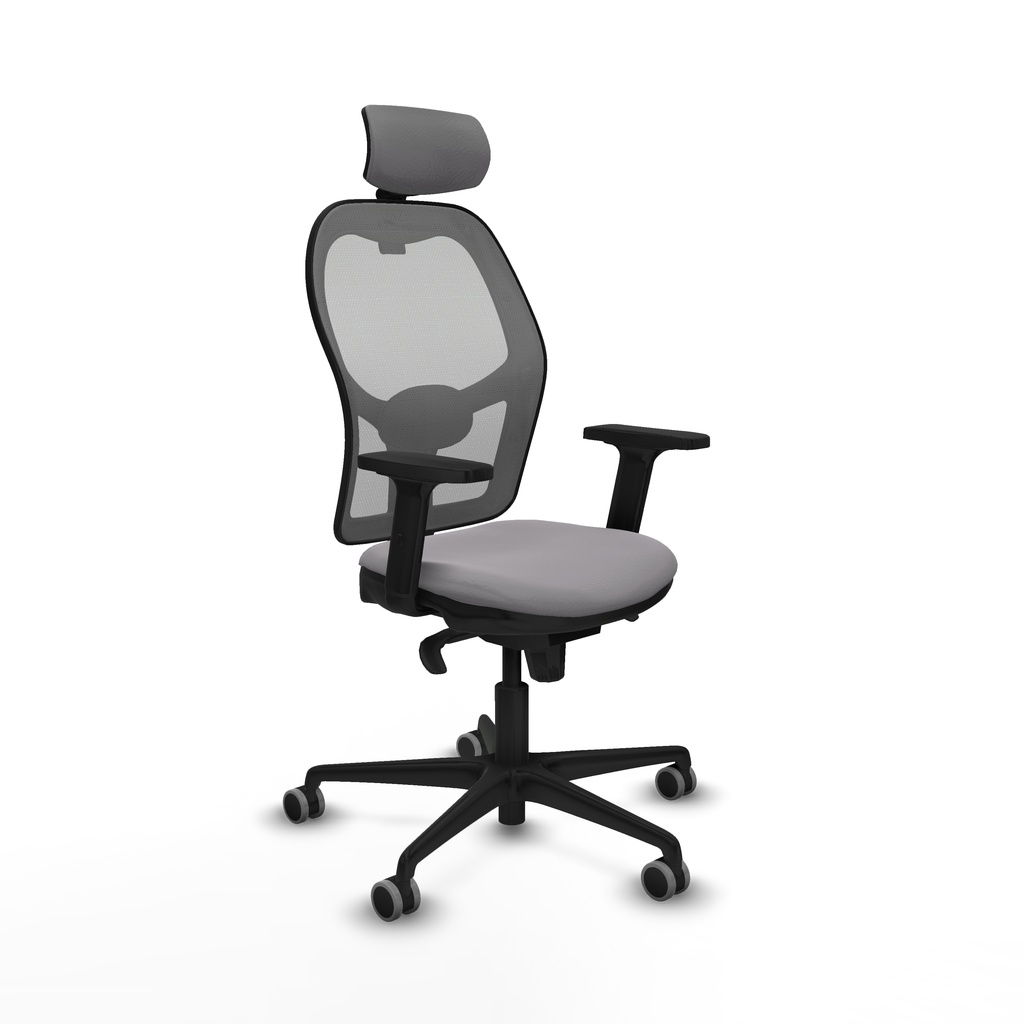 Jorquera sincro malla gris similpiel gris brazos 2D base nailon cabecero 2D ruedas 65mm engomada