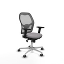 Jorquera sincro malla gris similpiel gris brazos 2D base aluminio  ruedas 65mm engomada