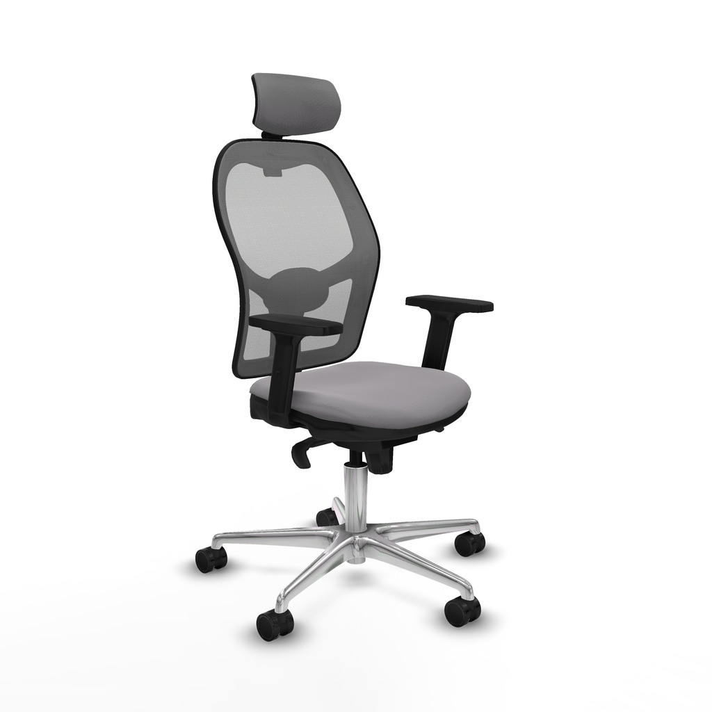 Jorquera sincro malla gris similpiel gris brazos 2D base aluminio cabecero 2D ruedas 65mm nailon