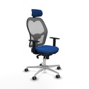 Jorquera sincro malla gris similpiel azul brazos 1D base aluminio cabecero 2D ruedas 65mm engomada