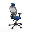 Jorquera sincro malla gris similpiel azul brazos 2D base nailon cabecero 2D ruedas 65mm nailon