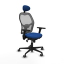 Jorquera sincro malla gris similpiel azul brazos 3D base nailon cabecero fijo ruedas 65mm engomada