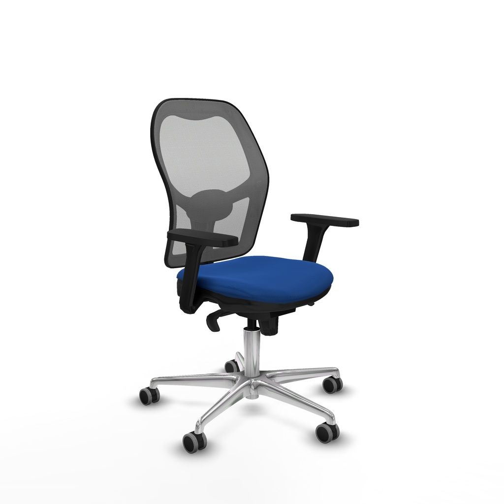 Jorquera sincro malla gris similpiel azul brazos 3D base aluminio  ruedas 65mm engomada