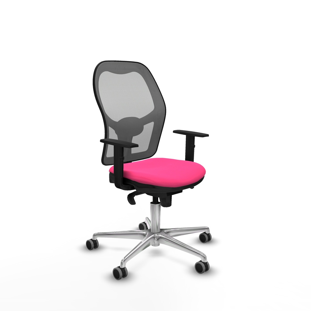 Jorquera sincro malla gris similpiel rosa brazos 1D base aluminio  ruedas 65mm engomada