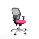 Jorquera sincro malla gris similpiel rosa brazos 1D base aluminio  ruedas 65mm engomada