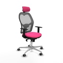 Jorquera sincro malla gris similpiel rosa brazos 1D base aluminio cabecero 2D ruedas 65mm engomada