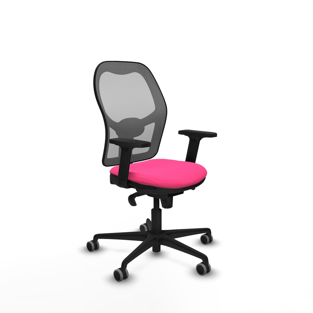 Jorquera sincro malla gris similpiel rosa brazos 2D base nailon  ruedas 65mm engomada