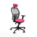Jorquera sincro malla gris similpiel rosa brazos 2D base nailon cabecero 2D ruedas 65mm engomada