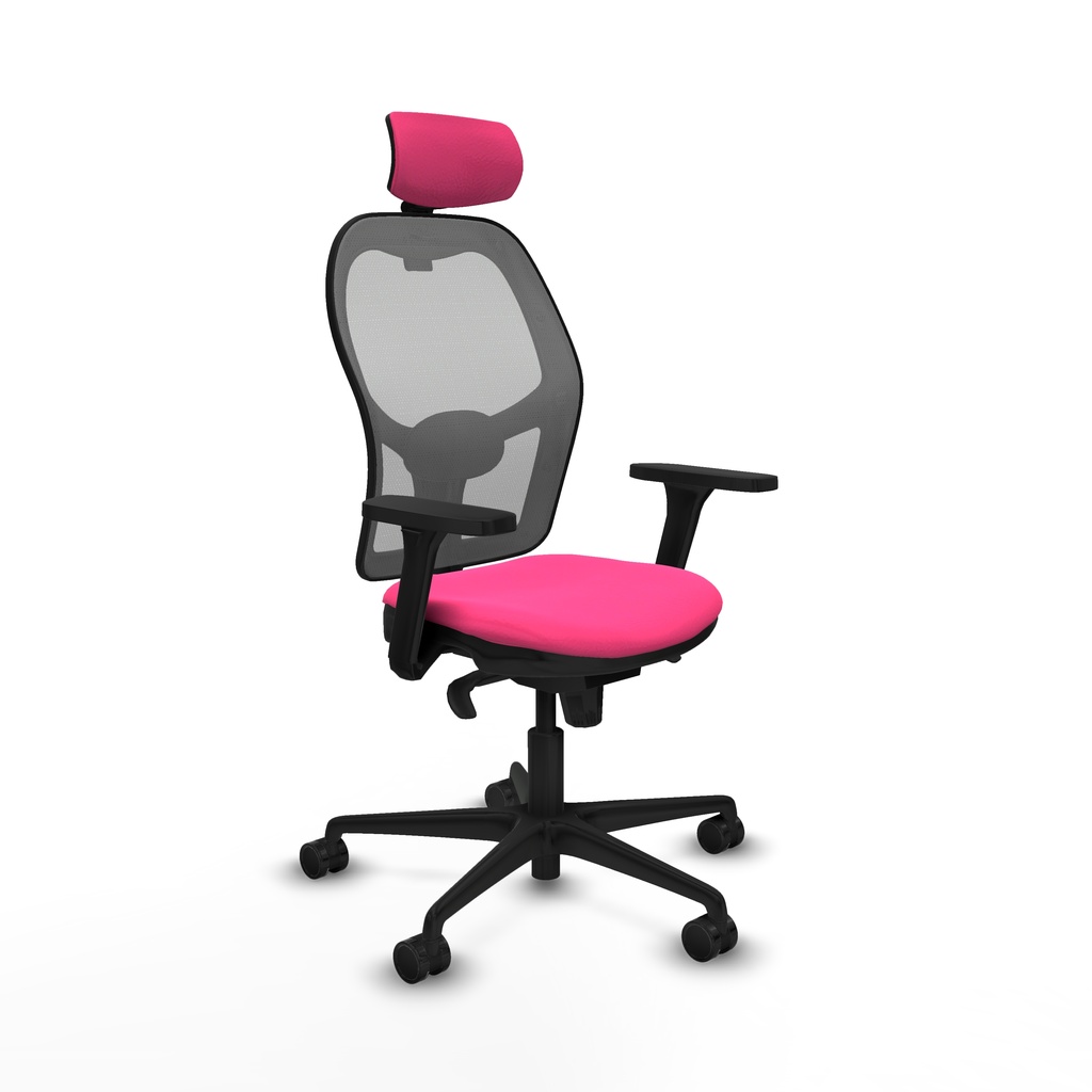 Jorquera sincro malla gris similpiel rosa brazos 3D base nailon cabecero 2D ruedas 65mm nailon