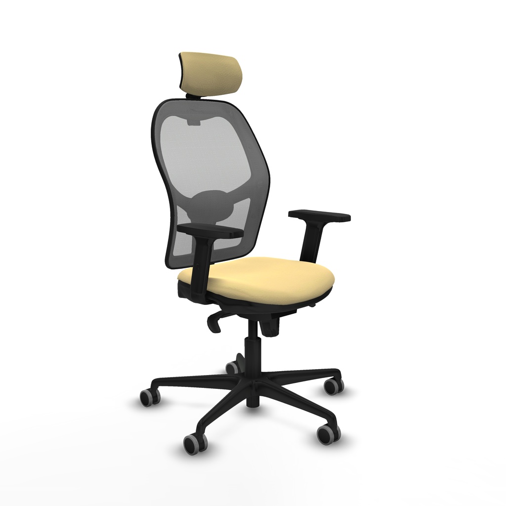 Jorquera sincro malla gris similpiel crema brazos 2D base nailon cabecero 2D ruedas 65mm engomada