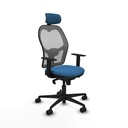 Jorquera sincro malla gris similpiel azul claro brazos 1D base nailon cabecero 2D ruedas 65mm nailon