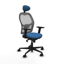 Jorquera sincro malla gris similpiel azul claro brazos 2D base nailon cabecero fijo ruedas 65mm nailon