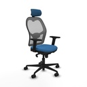 Jorquera sincro malla gris similpiel azul claro brazos 2D base nailon cabecero 2D ruedas 65mm nailon