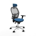 Jorquera sincro malla gris similpiel azul claro brazos 3D base aluminio cabecero 2D ruedas 65mm nailon